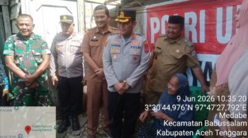 Wujud Kepedulian Polri, Kapolres Aceh Tenggara Salurkan Bantuan Kapolda Aceh kepada Warga Desa Mendabe